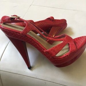 Pierre Dumas Red Strappy Platform Heels